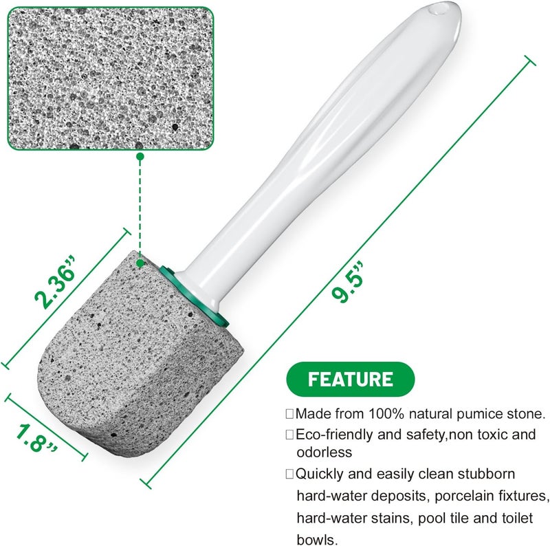 Enjunway Pumice Stone Toilet Bowl Cleaner,Bathroom Cleaner Brush Toilet Wand Refills with 30CM Long Handle for Remove Hard Water Stains with 1 Wand+ Pumice Stones (5 Pack) - Image 2